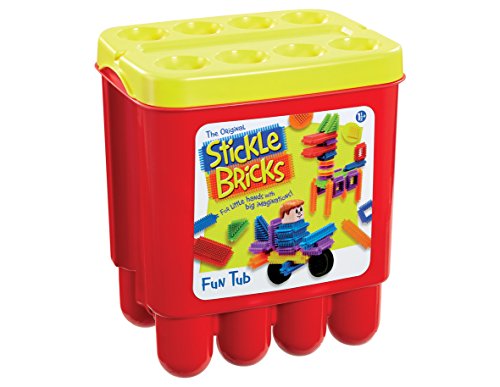 Stickle Bricks Fun Tub – Fördert Kreativität und motorische Fähigkeiten, sicheres und langlebiges Konstruktionsspielzeug, vielseitige Spielmöglichkeiten, praktische Aufbewahrung, ab 18 Monaten von sticklebricks