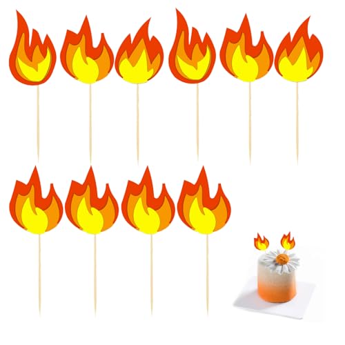 10 Stück künstliche Feuer-Kuchenaufsätze, Geburtstagskuchendekorationen, Feuermotto-Geburtstagsparty-Dekoration, Papierkarten und Holzstäbchen, künstliches Lagerfeuer, für Geburtstagsparty-Dekoration. 10 Stück künstliche Feuer-Kuchenaufsätze, Geburtstagskuchendekorationen, Feuermotto-Geburtstagsparty-Dekoration, Papierkarten und Holzstäbchen, künstliches Lagerfeuer, für Geburtstagsparty-Dekoration. von strrng