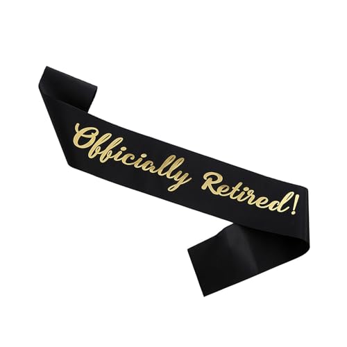 Schärpe für den Ruhestand, "Happy Retirement", offizielle Schulterschärpe, schwarz mit Goldfolien-Wort-Wort, Ruhestandsparty-Riemen, geeignet für Männer und Frauen, um Überraschungen für Schärpe für den Ruhestand, "Happy Retirement", offizielle Schulterschärpe, schwarz mit Goldfolien-Wort-Wort, Ruhestandsparty-Riemen, geeignet für Männer und Frauen, um Überraschungen für von strrng