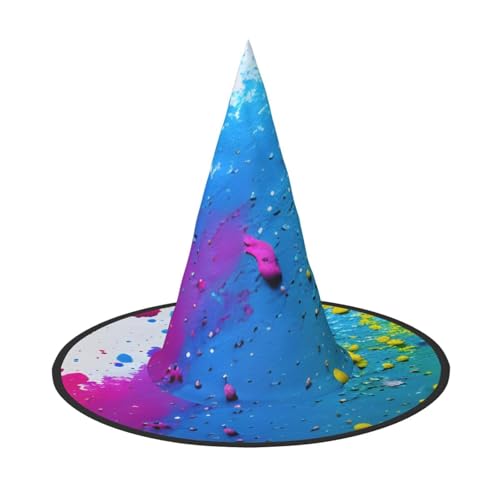 Farbspritzer Hintergrund Druck Halloween Hexenhut – Oxford-Tuch, zusammenklappbar, für Party/Karneval/Maskerade Farbspritzer Hintergrund Druck Halloween Hexenhut – Oxford-Tuch, zusammenklappbar, für Party/Karneval/Maskerade von sttung