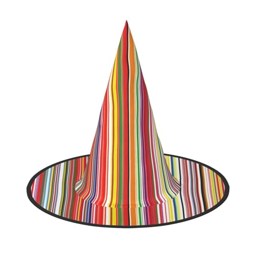 Halloween-Hexenhut mit bunten Streifen, Oxford-Stoff, faltbar, für Party/Karneval/Maskerade Halloween-Hexenhut mit bunten Streifen, Oxford-Stoff, faltbar, für Party/Karneval/Maskerade von sttung