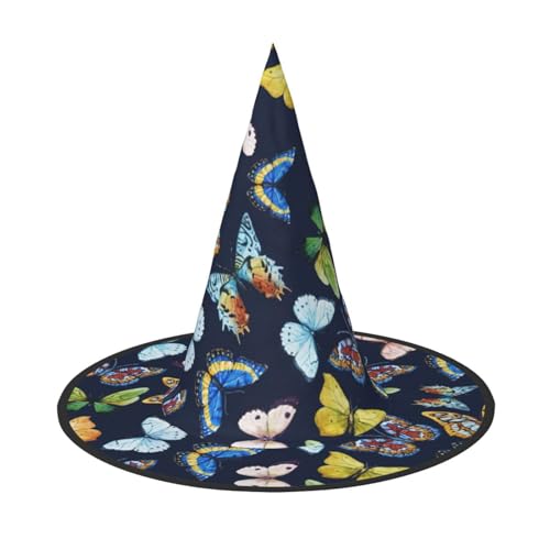 sttung Halloween-Hexenhut mit Blättern, bunt, Schmetterlings-Druck, Oxford-Stoff, faltbar, für Party/Karneval/Maskerade sttung Halloween-Hexenhut mit Blättern, bunt, Schmetterlings-Druck, Oxford-Stoff, faltbar, für Party/Karneval/Maskerade von sttung