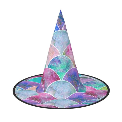 sttung Hexenhut mit Fischschuppen-Motiv für Halloween, Oxford-Stoff, faltbar, für Party/Karneval/Maskerade sttung Hexenhut mit Fischschuppen-Motiv für Halloween, Oxford-Stoff, faltbar, für Party/Karneval/Maskerade von sttung