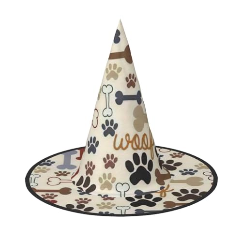 sttung Hundeknochen Pfoten Druck Halloween Hexenhut Oxford Tuch faltbar für Party/Karneval/Maskerade sttung Hundeknochen Pfoten Druck Halloween Hexenhut Oxford Tuch faltbar für Party/Karneval/Maskerade von sttung