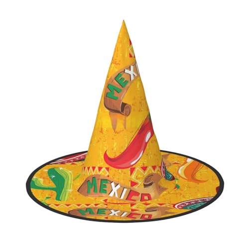 sttung Kaktus Hut und Chili Pfeffer Druck Halloween Hexenhut Oxford Tuch faltbar für Party/Karneval/Maskerade von sttung