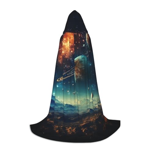 sttung Kapuzenumhang mit Galaxie-Mond-Weltraum-Druck, vollständiger Druck, kein Reißverschluss + Fliege, Halloween/Cosplay/Comic Con sttung Kapuzenumhang mit Galaxie-Mond-Weltraum-Druck, vollständiger Druck, kein Reißverschluss + Fliege, Halloween/Cosplay/Comic Con von sttung