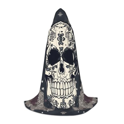 sttung Totenkopf-Yoga- und Blumendruck, Kapuzenumhang mit Volldruck, ohne Reißverschluss und Fliege, Halloween/Cosplay/Comic Con sttung Totenkopf-Yoga- und Blumendruck, Kapuzenumhang mit Volldruck, ohne Reißverschluss und Fliege, Halloween/Cosplay/Comic Con von sttung