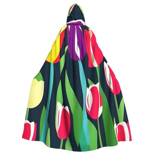 sttung Umhang mit buntem Tulpenaufdruck, für Erwachsene, Karneval, Hexenumhang, Kostüme, Party sttung Umhang mit buntem Tulpenaufdruck, für Erwachsene, Karneval, Hexenumhang, Kostüme, Party von sttung