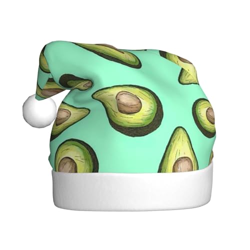 sttung Weihnachtsmütze für Erwachsene, Motiv: frische tropische Früchte, Avocado-Druck, Weihnachtsmann-Kostüm, Accessoire, klassische Weihnachtsmann-Kopfbedeckung, für Herren und Damen von sttung