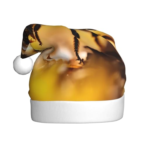 sttung Weihnachtsmütze mit Bienen-Motiv für Erwachsene, Weihnachtsfeier, Kostüm, Zubehör, klassische Weihnachtsmann-Kopfbedeckung, für Herren und Damen von sttung