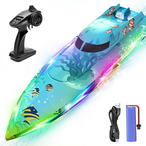suangrc RC Boot, Ferngesteuertes Boot für Kinder, RC-Boote für Pools, Wasserboote mit LED-Licht, Elektroboot, RC Schiff, Speedboot-Spielzeug für Erwachsene, Spielzeuggeschenk für Erwachsene, Jungen von suangrc