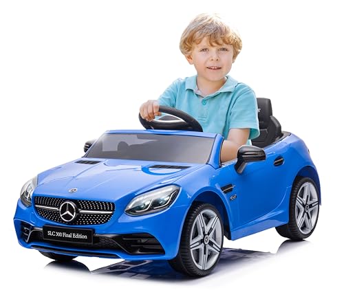 Mercedes Kinder Elektroauto, Elektro Kinderauto im Alter von 3 Jahren, Motorleistung 2x30W, Lenkrad mit Sound, Sicherheitsgurte (Blau) von sun baby