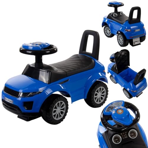 Rutschauto ab 1 Jahr, Bobbycar, Knderauto ab 12 Monaten, Baby Auto, Lauflernhilfe mit Hupe und Motorengeräuschen (Blau) von sun baby