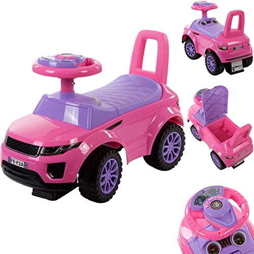 Rutschauto ab 1 Jahr, Kinderauto ab 12 Monaten, Baby Auto, Lauflernhilfe mit Hupe und Motorengeräuschen (Rosa) von sun baby