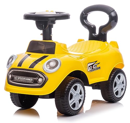 Rutschauto ab 1 Jahr, Lauflernwagen, Kinderauto Indoor, Rutschfahrzeug mit Klängen (Gelb) von sun baby