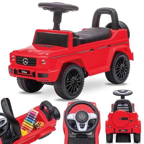 Rutschauto ab 1 Jahr, Mercedes in rot, blau, weiß, schwarz, kinderauto, Baby Auto, lauflernhilfe mit Hupe und Motorengeräuschen (Rot) von sun baby