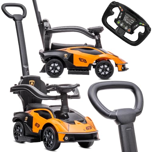 Rutschauto ab 1 Jahr mit Schiebestange, Kinderauto, Rutschauto Essenza SCV12, Auto Kinder (Orange) von sun baby