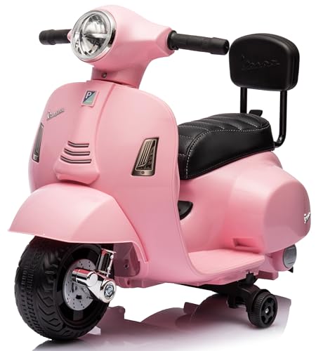 Vespa Elektroroller Elektrofahrzeug Kinderfahrzeug Scooter (Rosa mit Rückenlehne) von sun baby