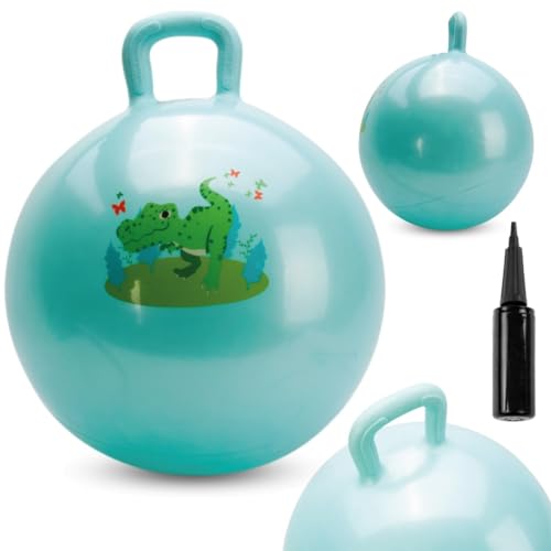 sun baby Hüpftiere ab 1 Jahr mit Pumpe aufblasbares Hüpfspielzeug aus Hochwertigem und Strapazierfähigem Gummi, Verschiedene Designs (Grün Gummiball) von sun baby