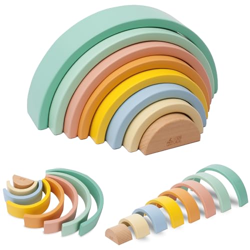 sun baby Spielbogen Holz, Rainbow, Lernspielzeug ab 1 Jahr, Bunter Holz Regenbogen, Stapelturm Lernspielzeug aus Holzbausteinen 8-teilig Bauklötze; aus umweltfreundlichen sun baby Spielbogen Holz, Rainbow, Lernspielzeug ab 1 Jahr, Bunter Holz Regenbogen, Stapelturm Lernspielzeug aus Holzbausteinen 8-teilig Bauklötze; aus umweltfreundlichen von sun baby