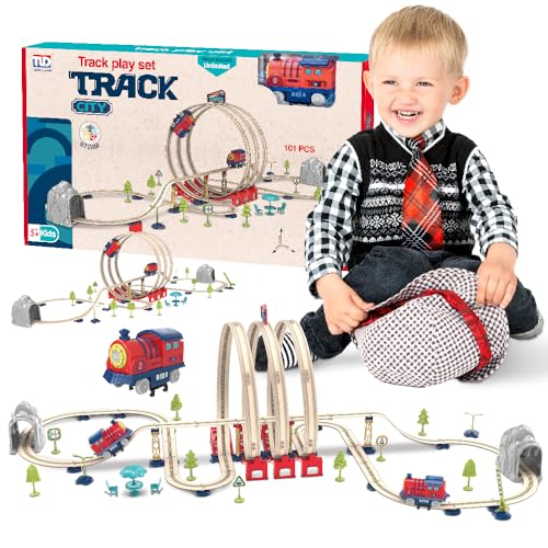 sun baby Zugstrecke mit elektrischer Lokomotive für Kinder ab 3 Jahren - Spielzeug mit Schleife, Brücke, Tunnel, Straßenschildern, Bäumen, Bergen sun baby Zugstrecke mit elektrischer Lokomotive für Kinder ab 3 Jahren - Spielzeug mit Schleife, Brücke, Tunnel, Straßenschildern, Bäumen, Bergen von sun baby