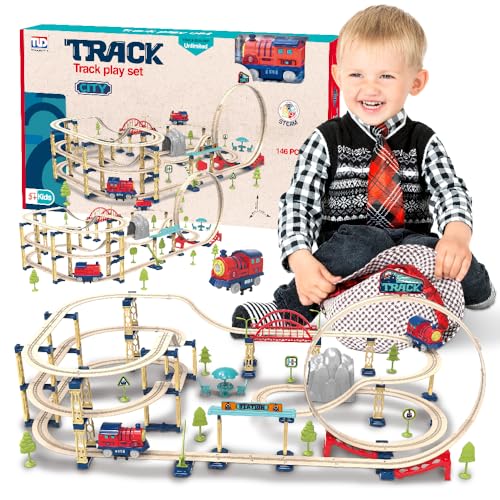 sun baby Zugstrecke mit elektrischer Lokomotive für Kinder ab 3 Jahren - Spielzeug mit einem mehrstöckigen Gleis, Einer Brücke, einem Viadukt, Verkehrsschildern, Bäumen und Bergen sun baby Zugstrecke mit elektrischer Lokomotive für Kinder ab 3 Jahren - Spielzeug mit einem mehrstöckigen Gleis, Einer Brücke, einem Viadukt, Verkehrsschildern, Bäumen und Bergen von sun baby