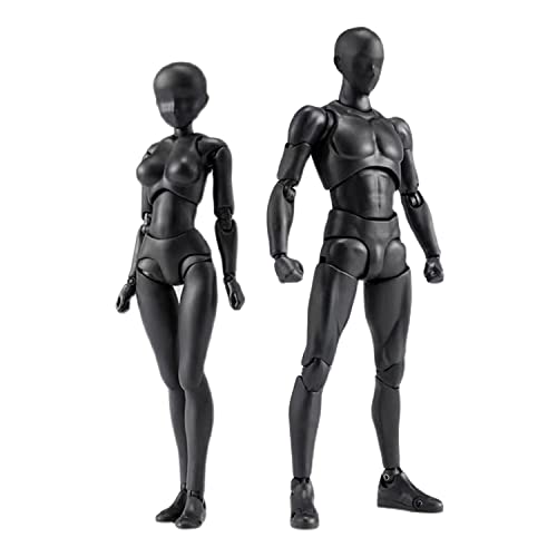 sunmin Actionfiguren PVC-Modell mit Box Zeichnungsfigurenmodelle für KüNstler (Weiblich + MäNnlich, Schwarz) von sunmin