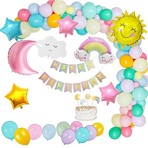 Felliserty Thema Regen Bogen Dekoration für Kinder Party Wolken Mond Sonne Folie Ballon Geschlecht EnthüLlen Geburtstag Dekoration MäDchen von sunree