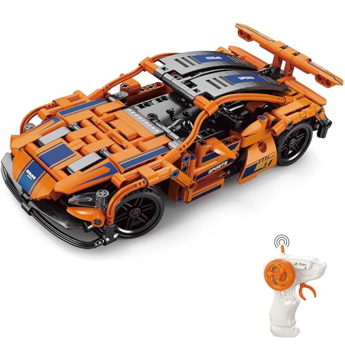 suradara Bauklötze RC Super Car, Funkfernsteuerung 1:16 Rennwagen, Spielzeugfahrzeug, Konstruktionsspielzeug, Geschenk für Jungen und Mädchen ab 6 Jahren, Geschenk für Kinder ab 6+ (70010) von suradara