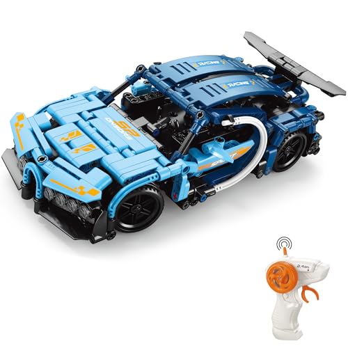 suradara Bauklötze RC Super Car, Funkfernsteuerung 1:16 Rennwagen, Spielzeugfahrzeug, Konstruktionsspielzeug, Geschenk für Jungen und Mädchen ab 6 Jahren, Geschenk für Kinder ab 6+ (70011) von suradara