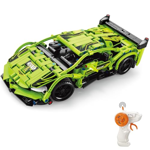 suradara Bauklötze RC Super Car, Funkfernsteuerung 1:16 Rennwagen, Spielzeugfahrzeug, Konstruktionsspielzeug, Geschenk für Jungen und Mädchen ab 6 Jahren, Geschenk für Kinder ab 6+ (70012) von suradara