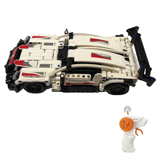 suradara Bauklötze RC Super Car, Funkfernsteuerung 1:16 Rennwagen, Spielzeugfahrzeug, Konstruktionsspielzeug, Geschenk für Jungen und Mädchen ab 6 Jahren, Geschenk für Kinder ab 6+ (70013) von suradara
