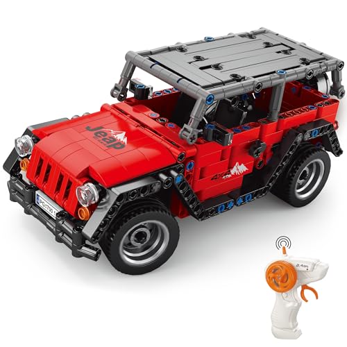 suradara Bauklötze RC Super Car, Funkfernsteuerung 1:16 Rennwagen, Spielzeugfahrzeug, Konstruktionsspielzeug, Geschenk für Jungen und Mädchen ab 6 Jahren, Geschenk für Kinder ab 6+ (70015) von suradara