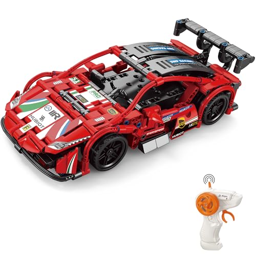 suradara Bauklötze RC Super Car, Funkfernsteuerung 1:16 Rennwagen, Spielzeugfahrzeug, Konstruktionsspielzeug, Geschenk für Jungen und Mädchen ab 6 Jahren, Geschenk für Kinder ab 6+ (70019) von suradara