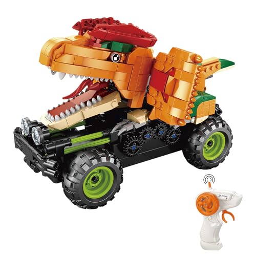 suradara Dinosaur Fernsteuerbares Autos Baukit, STEM-Bildungsspielzeug mit Fernsteuerungsfunktion, beweglichen Gelenken und Schwanz, für Kinder ab 6 Jahren, Jungen (70029) von suradara