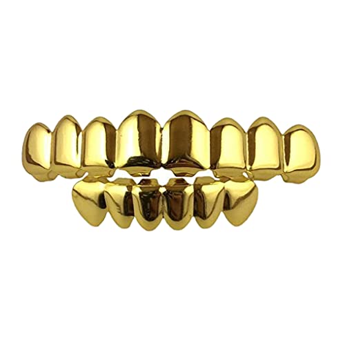 susiodeu Oben Unten Falsche Zähne Halloween Mund Grills Zahn Leistung Party Haushalt Ornament Zubehör Cosplay Kostüme, Gold, Satz von susiodeu