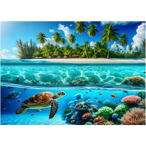 Sutinban 1000 Teile Puzzle für Erwachsene Unterwasser-Paradies mit Schildkröten 50x70cm Entspannend & Herausfordernd Puzzle 1000 Teile von sutinban