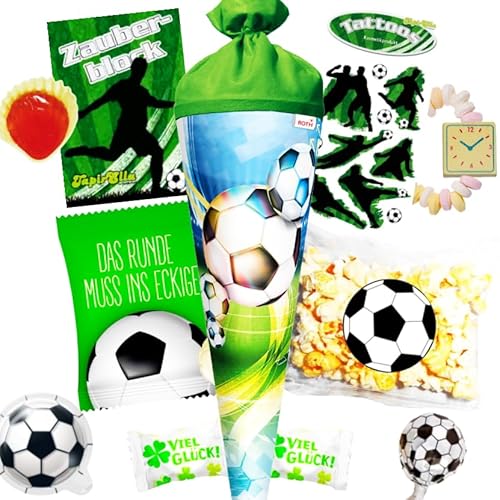 Schultüte Fussball gefüllt - 35 cm Schultüte klein mit Süßigkeiten & Spielzeug- Zuckertüte mit Fußball Schultüte Jungen Füllung - Geschwister Schultüte für den perfekten Schulstart Schultüte Fussball gefüllt - 35 cm Schultüte klein mit Süßigkeiten & Spielzeug- Zuckertüte mit Fußball Schultüte Jungen Füllung - Geschwister Schultüte für den perfekten Schulstart von sweets aus aller welt