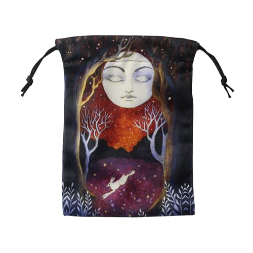 Tarot Beutel - Samt Kordelzug Würfeltasche - Doppelseitig Bedruckt Aufbewahrung für Transport Reisen Camping Garten Küche Wohnheim Klassenraum Büro Schrank von syayw