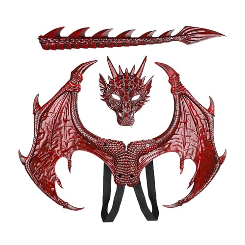 syayw Halloween-Drachen-Cosplay-Set – Kostümzubehör für mit Flügeln Tail Mask | Fantastisches Kreatur-Kleid-Set | lustiges Drachenoutfit | Cosplay-Zubehör für alle syayw Halloween-Drachen-Cosplay-Set – Kostümzubehör für mit Flügeln Tail Mask | Fantastisches Kreatur-Kleid-Set | lustiges Drachenoutfit | Cosplay-Zubehör für alle von syayw