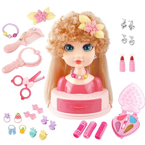 syayw Styling-Kopf Mit Echthaar Für Kinder,Frisuren Styling & Schmink-Set | Flechten Styling Üben Mit Haarklammern Für Kinder 3-6 Jahre syayw Styling-Kopf Mit Echthaar Für Kinder,Frisuren Styling & Schmink-Set | Flechten Styling Üben Mit Haarklammern Für Kinder 3-6 Jahre von syayw