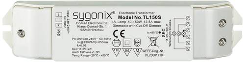Sygonix SY-5469506 Halogen Transformator 12V 50 - 150W dimmbar mit Phasenabschnittdimmer von sygonix