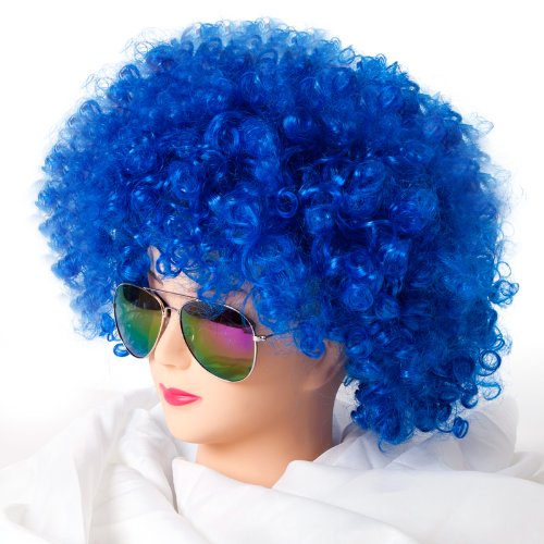 Cabaret Perücken Bob Afro Perücke Karneval Fasching Kostüm Chique Babe Locken (Afro Blau) von SZ-DESIGN