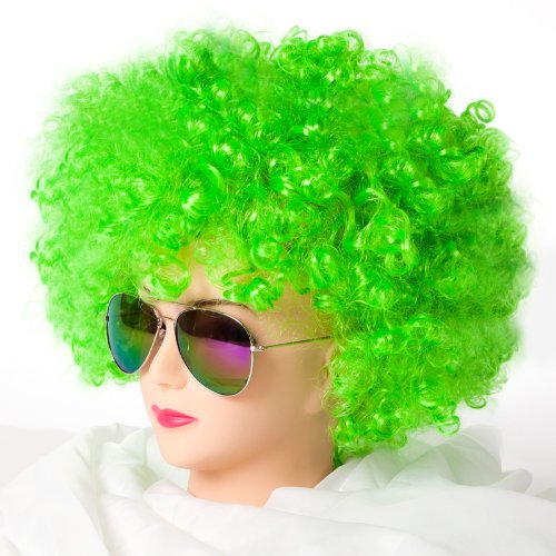 Cabaret Perücken Bob Afro Perücke Karneval Fasching Kostüm Chique Babe Locken (Afro Grün) von SZ-DESIGN