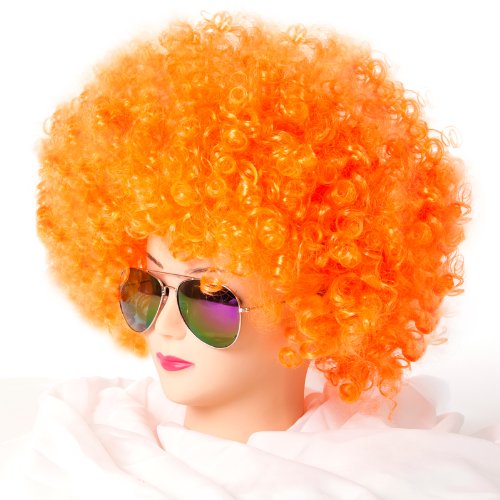 Cabaret Perücken Bob Afro Perücke Karneval Fasching Kostüm Chique Babe Locken (Afro Orange) von SZ-DESIGN