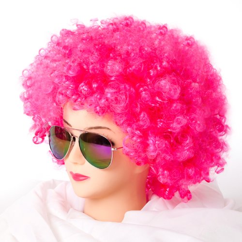 Cabaret Perücken Bob Afro Perücke Karneval Fasching Kostüm Chique Babe Locken (Afro Pink) von SZ-DESIGN