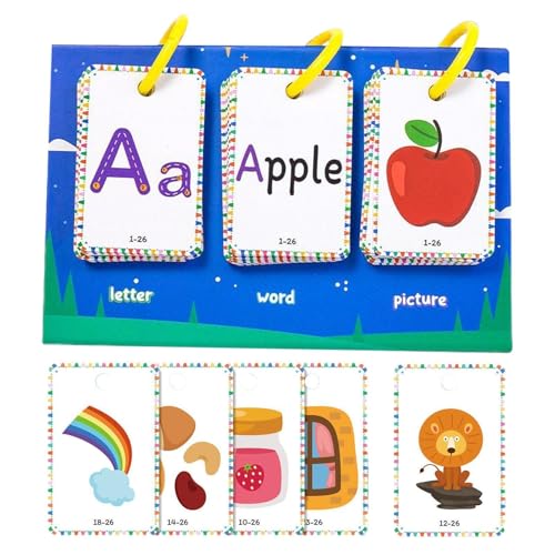 Alphabetkarten Lernen - frühe Lernungen Word -Karten - Bildungsspiel für Kinder im Vorschulalter, Kleinkinder, Mädchen im Alter von 3 bis 8 | Doppelseitige Blitzkarten mit Tieren, Lebensmittel von szaluyk