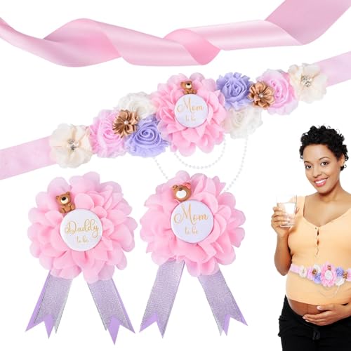 BumpPetal Blumen-Schärpen-Set, Umstandsschärpe mit Blumen – Anstecknadel für Babyparty, werdende Mutter, rosa Blumengürtel für Umstandskleid, Schwangerschafts-Foto-Requisiten-Zubehör BumpPetal Blumen-Schärpen-Set, Umstandsschärpe mit Blumen – Anstecknadel für Babyparty, werdende Mutter, rosa Blumengürtel für Umstandskleid, Schwangerschafts-Foto-Requisiten-Zubehör von szaluyk