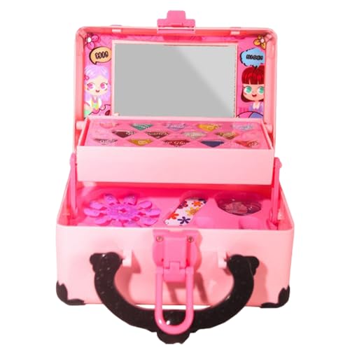 Kids Make -up Kit für Mädchen - Probieren Sie das Spiel Make -up, Vanity Set | Kinder-Make-upss-Spielzeug für Girll, realistische Spiele Make-ups-Kit mit Gehäuse, waschbares ungiftiges Makeupp-Set, Ge von szaluyk