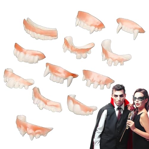 Vampirezähne für Cosplay | 12pcs gefälschte Vampir -Zähneprothesen für Kinder und Erwachsene | Gruseliges Halloween-Kleidungszubehör für Kostümpartys, Cosplay & Maskeraden von szaluyk